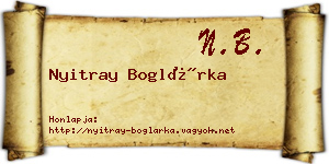 Nyitray Boglárka névjegykártya