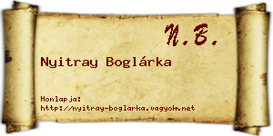 Nyitray Boglárka névjegykártya